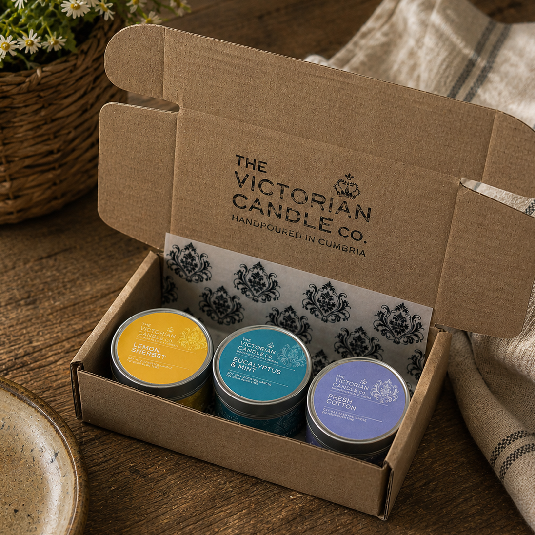 Trio Candle Gift Box - 3 Handpoured Soy Candles