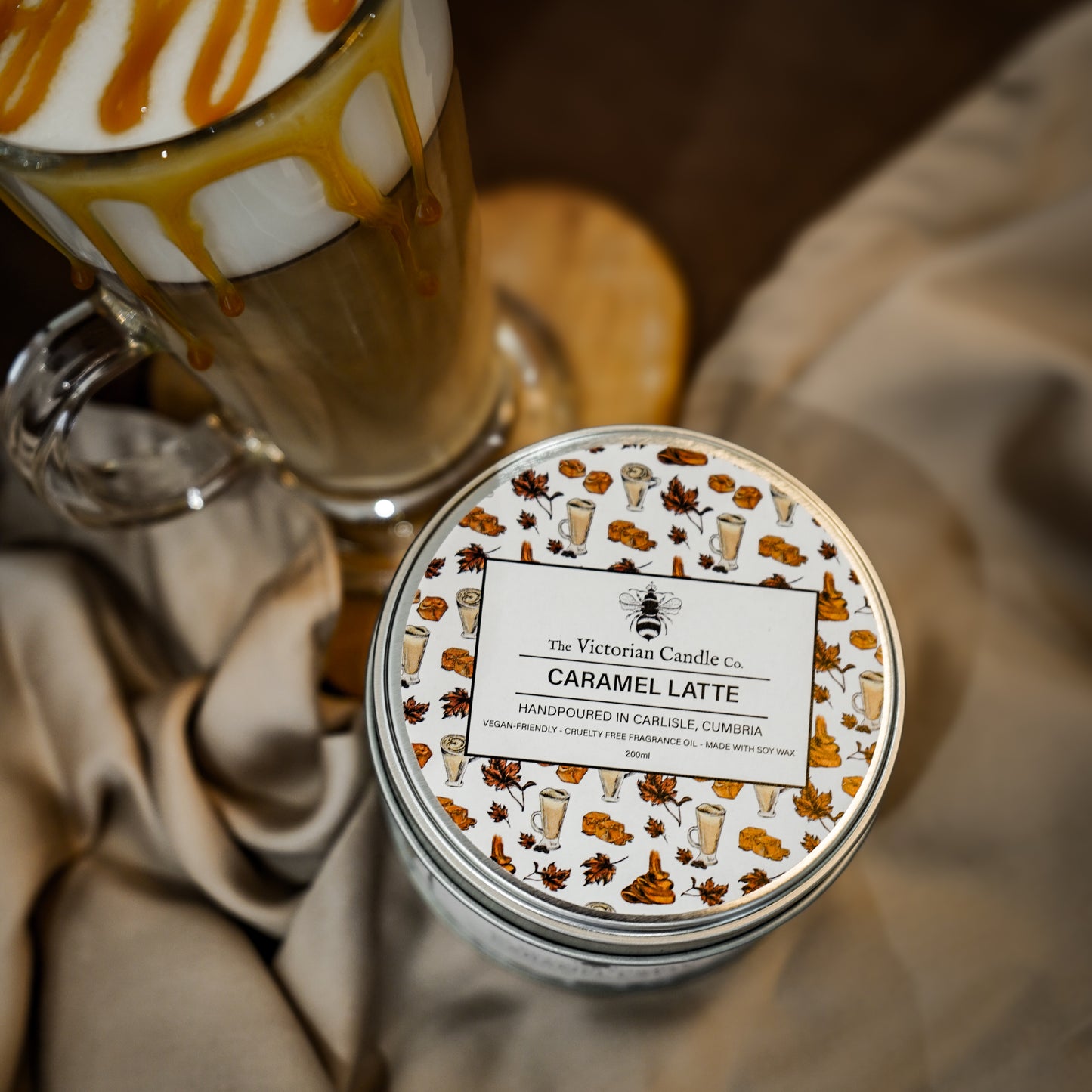 (Large) Caramel Latte - Scented Candle - 200ml Tin