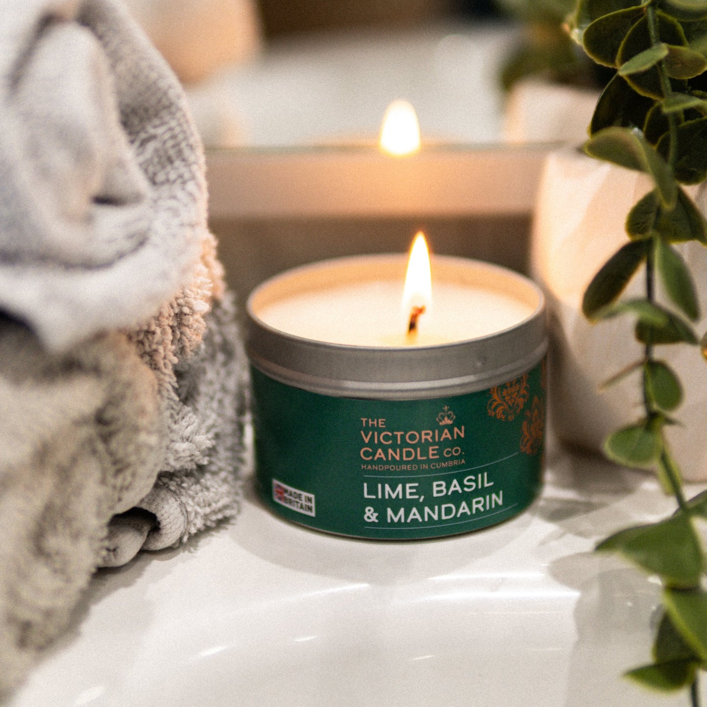 Lime, Basil & Mandarin Scented Soy Candle - 20 Hour Burn