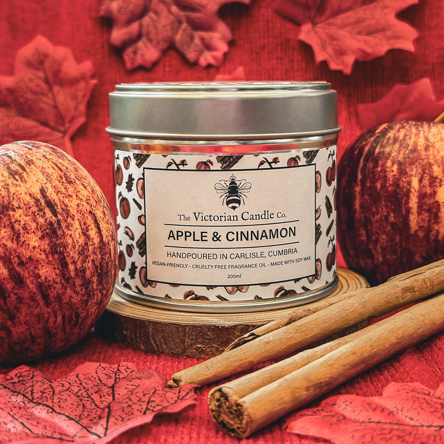 (Large) Apple & Cinnamon - Scented Candle - 200ml Tin