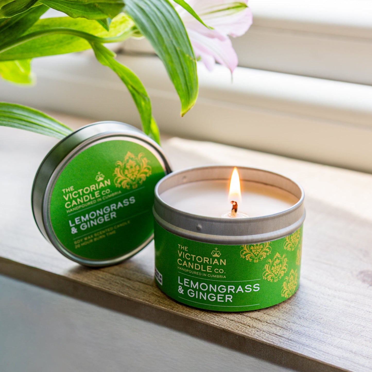 Lemongrass & Ginger Scented Soy Candle - 20 Hour Burn