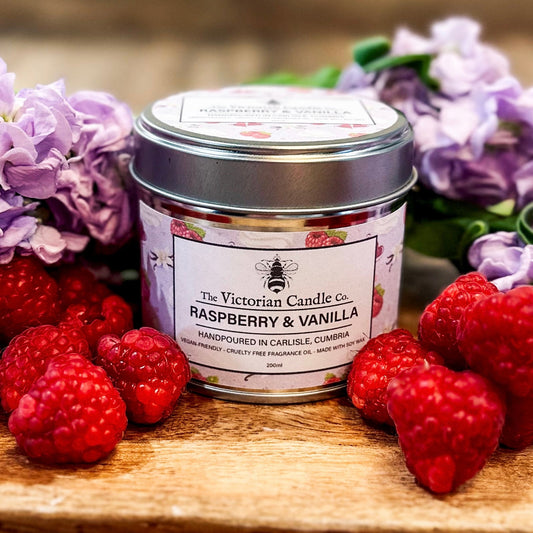 NEW Raspberry & Vanilla - Scented Candle - 200ml Tin 🌷