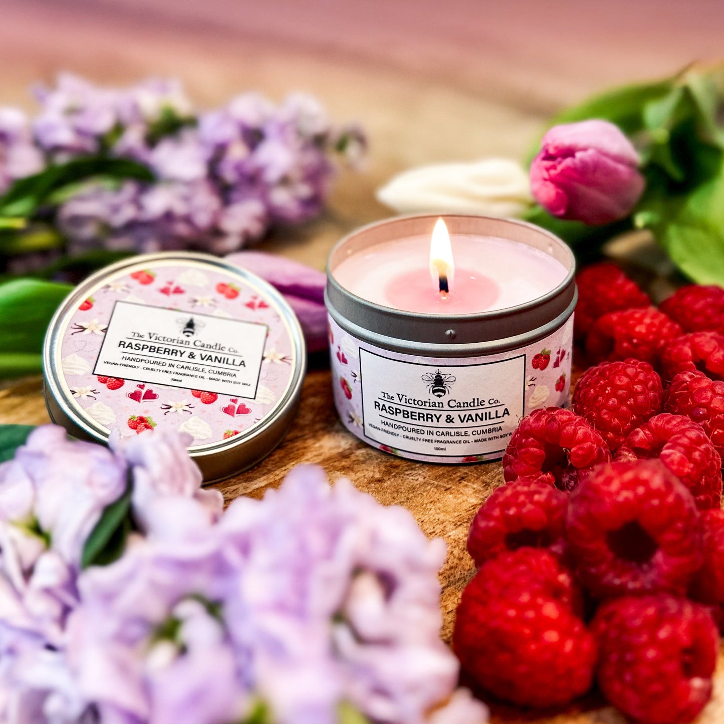 NEW Raspberry & Vanilla - Scented Candle - 100ml Tin 🌷